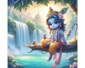 Baby krishna wall art , Children room art , Lord Krishna , Hare Krishna , Home Decor , Wall art , Meditation art  , Beautiful art , Peaceful