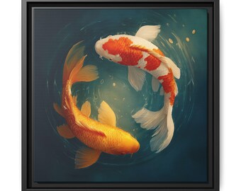 Quadro em tela com carpa koi auspiciosa | Decoração para meditação