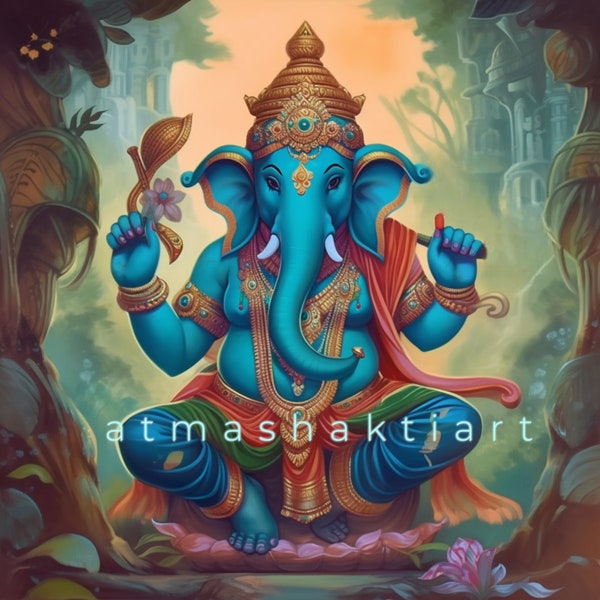 Lord Ganesha the removal of obstacles,digital art,digital download, beautiful art, divine art,hinduism,gods