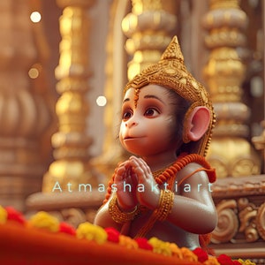 Baby Hanuman Print: Göttliche Hindu Kunst zur Meditation (Digitaler Download)