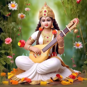 Baby Saraswati | Goddess of Knowledge  | Digital download | Wealth and Prosperity | Instant Download  | Hindu God | Wall Art | Canvas art