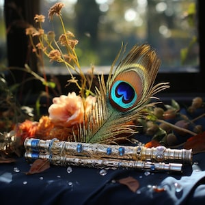 Lord Krishna Flute & Peacock Feather Art: Home Decor (Digital Download)