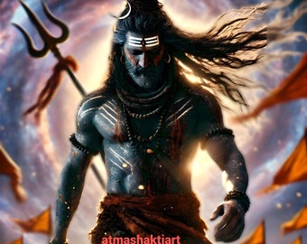 Lord Shiva Walking , mahakal art ,digital art,digital download, beautiful art, divine art,hinduism,gods,instant download , Digital art