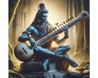 Lord Shiva playing Sitar , Divine art , Lucky art , Lord Shiva, Sitar, Meditation art , Divine art , Home Décor , Lord Shiva Canvas ,Shiva