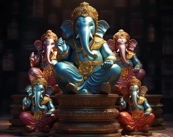 Lord Ganesha Lucky art, Ganesha Wall Art, Ganesha Painting, Canvas Wall Hanging, Hindu God , Elephant Canvas, Lord Ganesha,Digital Download