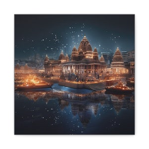 Ayodhya Temple Canvas Art: Ancient Indian City Home Decor