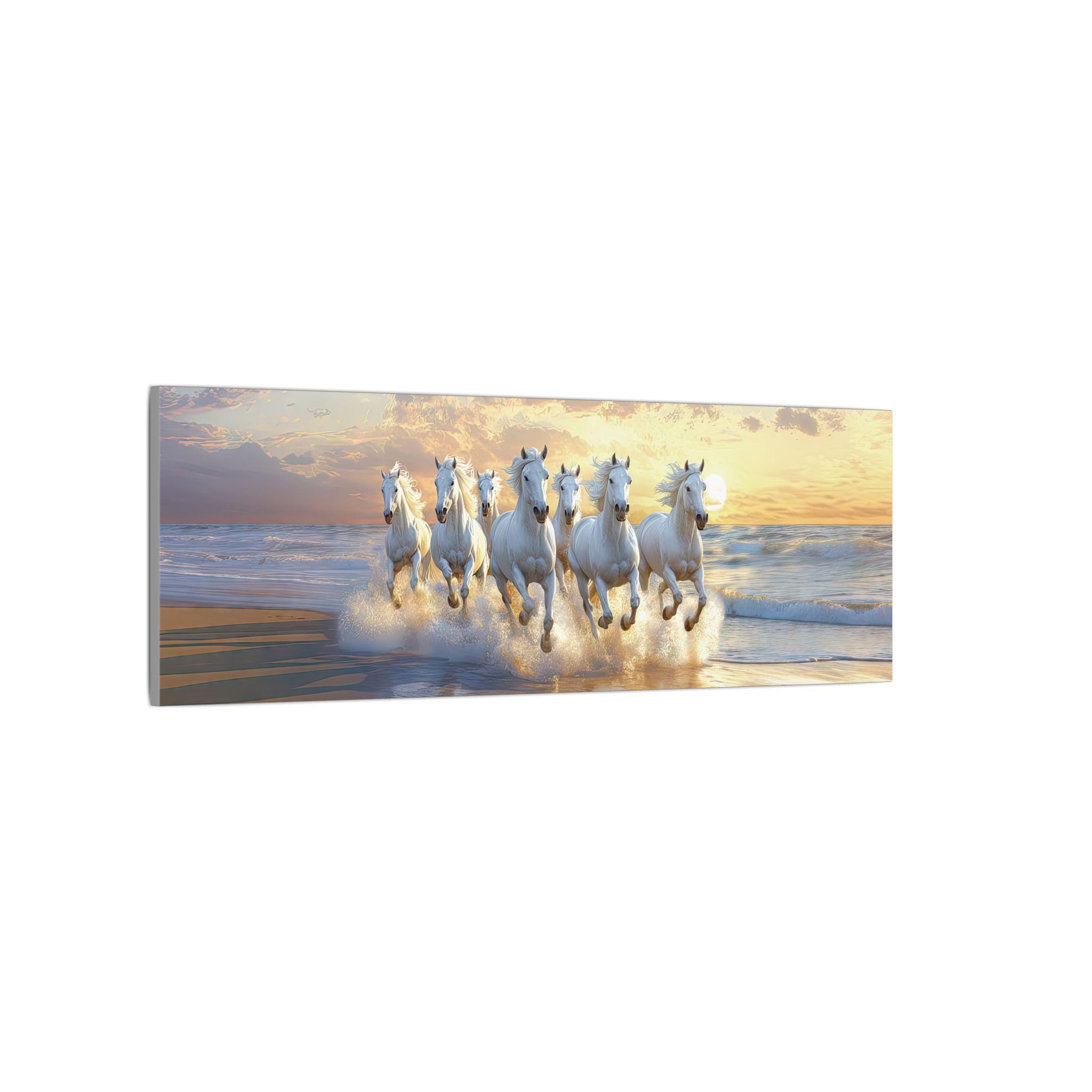 Divine 7 Horses Art / Beautiful White Horses, Large Canvas Print