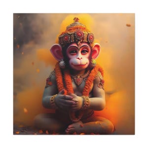 Cute Baby Lord Hanuman ,Hanuman Painting, Lord Hanuman Poster, Hindu art, Printable art, Meditating, Yoga gift, Spiritual art, Hindu god
