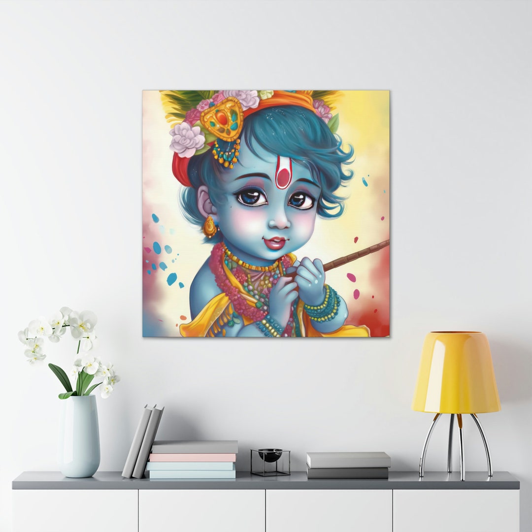 Baby Krishna Art Lord Krishna Painting Lord Krishna Wall Etsy