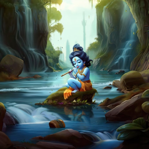 Animated Lord Krishna Animated, HD wallpaper