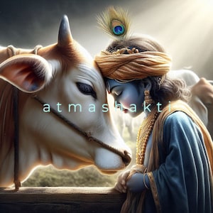 Baby Krishna with Cow Art Print (Digital Download)