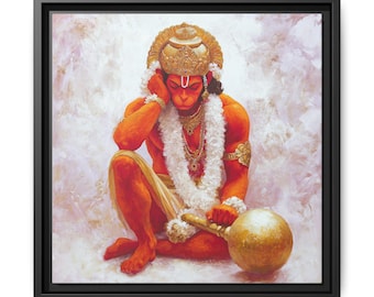 Lord Hanuman canvasafdruk, hindoeïstische god kunst, spiritueel interieur