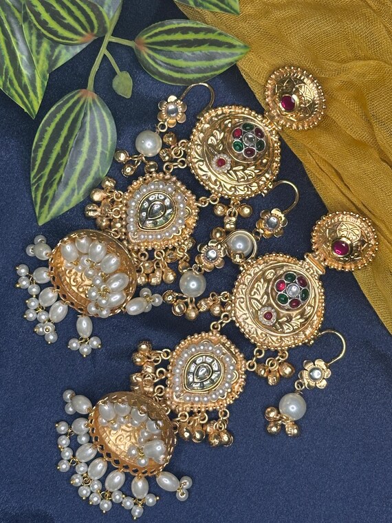 Kashmiri Jhumka Earrings, Traditional Festive Jewelry