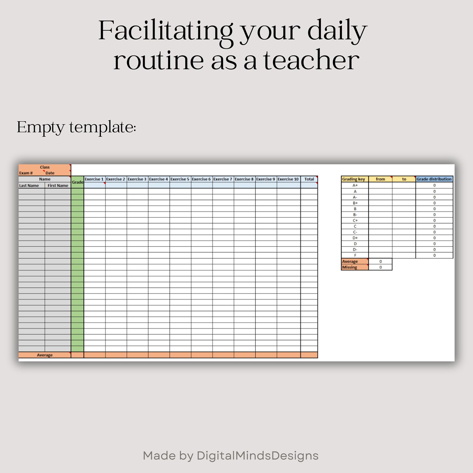 Grading Template Excel Teachers Excel Template School Grades Exams