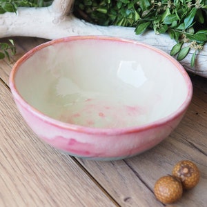 handgemachte Keramikschale//getöpfert//pink, rosa,türkis//450 ml//Müsli,Salatschale,kleine Schüssel//Geschirr,Küche//Geschenk Bild 4