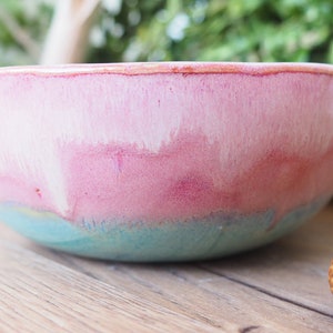 handgemachte Keramikschale//getöpfert//pink, rosa,türkis//450 ml//Müsli,Salatschale,kleine Schüssel//Geschirr,Küche//Geschenk Bild 8