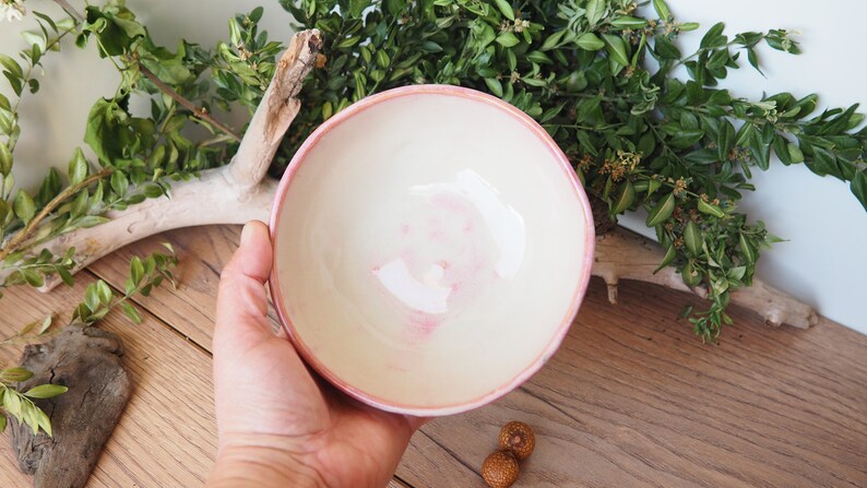 handgemachte Keramikschale//getöpfert//pink, rosa,türkis//450 ml//Müsli,Salatschale,kleine Schüssel//Geschirr,Küche//Geschenk Bild 7