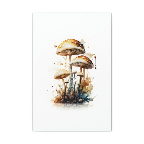 Elegant Outcropping: Encaustic Mushrooms Painting | Mushrooms Canvas Print | Mushrooms Wall Art | Encaustic Wall Art | Wall Decor