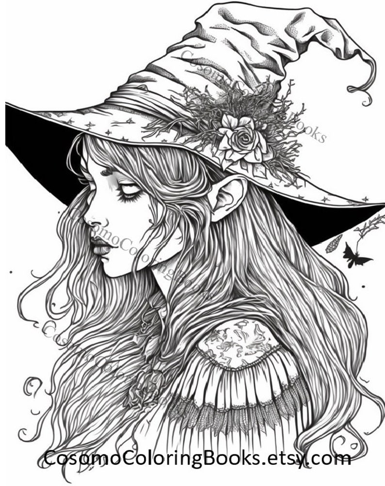 Female Wizard Witch Coloring Pages for Adults & Kids Magical - Etsy Canada