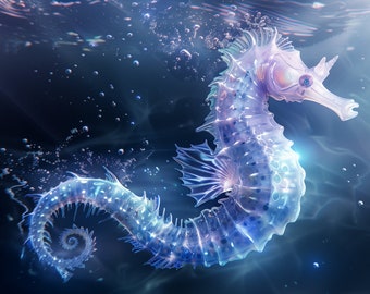 Krafttier Seepferdchen, Digitaler Download, spirituelle Kunst, Wunderschönes Seepferdchen im Meerwasser, Bildschirmschoner