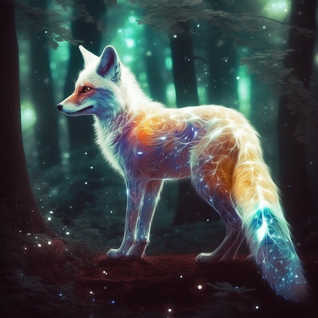 Spirit Animal Fox, Digital Download, Spiritual Art, Beautiful Fox in the Forrest Etsy