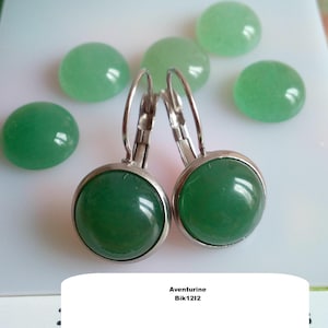 Pendientes dormilonas con piedras preciosas: lapislázuli, cornalina, aventurina, amatista, cuarzo, jaspe, ojo de tigre, calcita, cabujón redondo, plata
