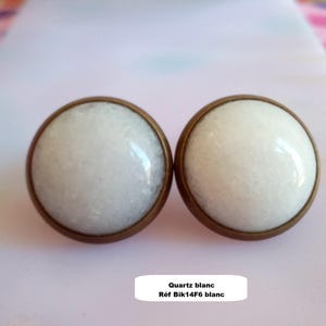 Orecchini a clip con pietre preziose, ametista, avventurina, quarzo rosa, occhio di tigre, onice, turchese, rubino, howlite, opale, cabochon rotondo, ottone Quarzo