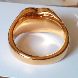 Gold-plated heart ring, contemporary abstract art, handmade in France, perfect gift for birthdays, Christmas, or any occasion, unisex, engagement ring image 5