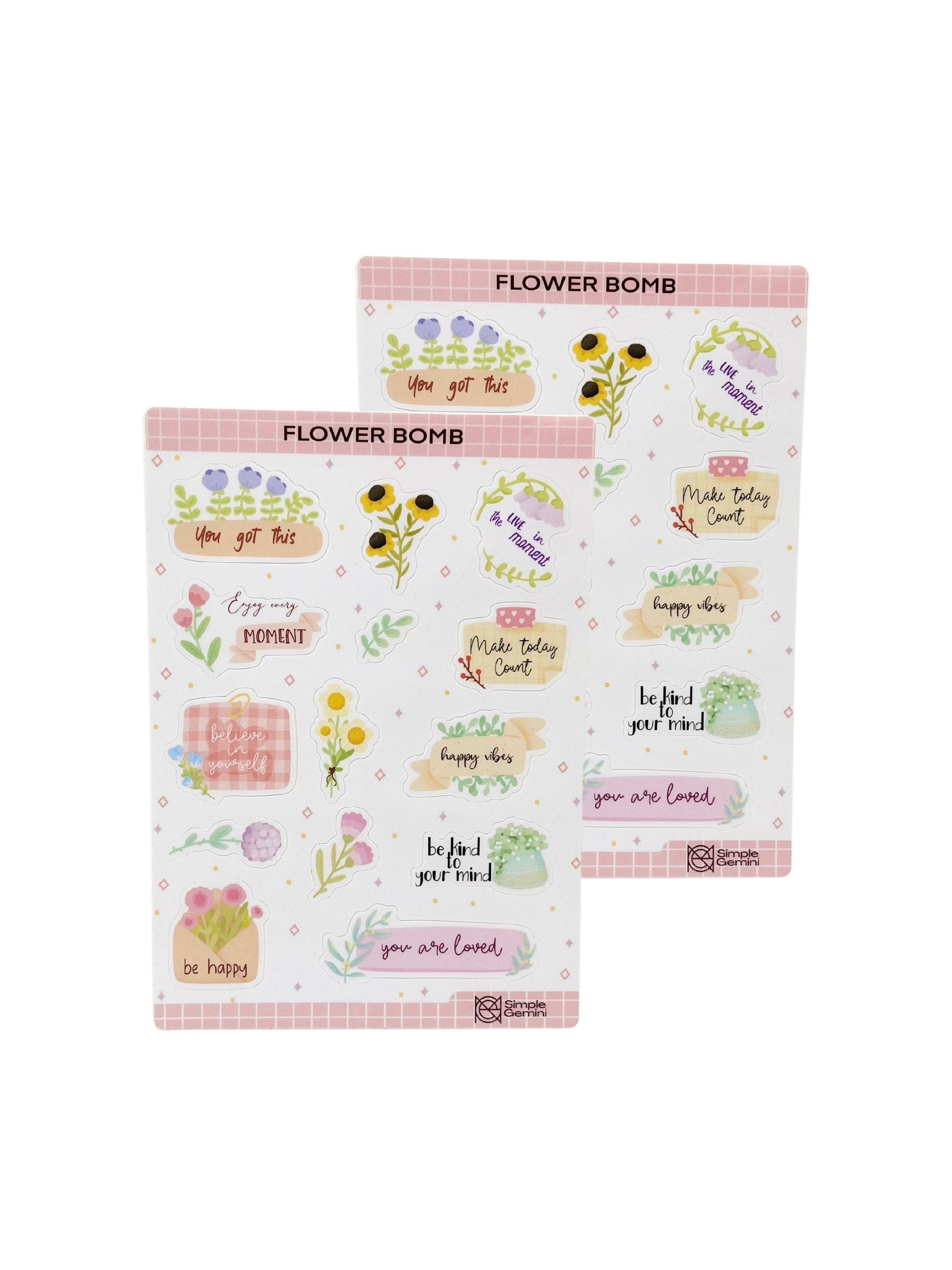Floral Sticker Sheet ,aesthetic Planner , Cute Journal, Flower ...
