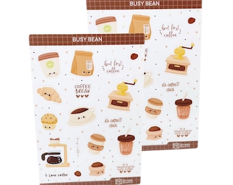 Foglio di adesivi Busy Bean Coffee / Forniture per planner, album di ritagli, diari