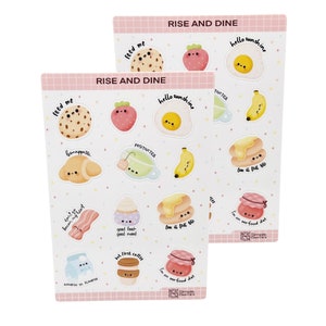 Breakfast Food Stickers sheet, Kawaii  ,Cute Stationery, Planner , Pancake, Tea , Morning Coffee
