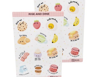 Adesivi kawaii per la colazione, planner, caffè, tè (2 fogli)