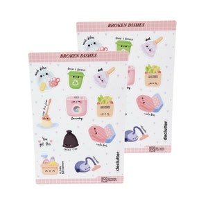 House Cleaning Stickers | Cleaning Chores  | 2 Sticker Sheet | Scrapbook  | Outdoor Stickers | Water Resistant | High Quality