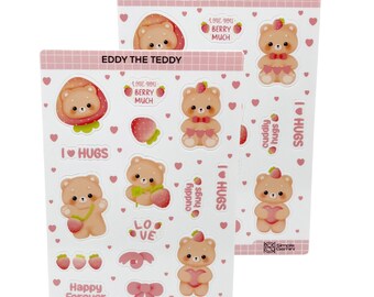 Teddy Bear Sticker Sheet, Cute Animal Stickers, Planner Scrapbooking