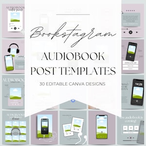 Audiobook Instagram Post templates | Editable Canva design | Digital download
