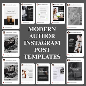 Ensemble de modèles de publication Instagram d'auteur, modèle de médias sociaux d'auteur, kit de marketing de promotion d'auteur, lancement de livre, promotion de livre