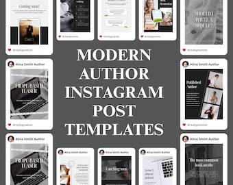 Canva Instagram Post Templates for Authors: Book Launch, Marketing Content Creator