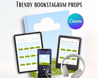 Pacchetto di modelli Bookstagram 2026: mockup di copertine di libri, lettore di audiolibri, schermo per ebook (download digitale)