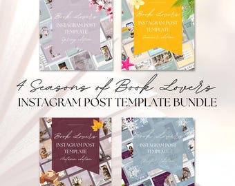 Bookstagram Canva Templates: Seasonal Instagram Posts Bundle (Digital Download)