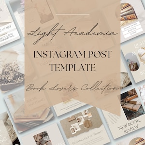Light Academia Bookstagram Post Templates 4:5 | Aesthetic Instagram Canva Bundle for Book Lovers & Authors | Writer Bookish Social Media