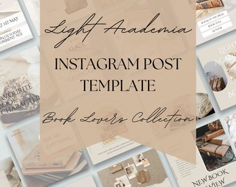 Light Academia Instagram Post Templates: Bookstagram Canva Bundle (Digital Download)