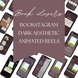 Dark Bookstagram Reels Templates Bundle, Faceless Aesthetic Animated Canva Templates for Authors, Booktok, Author Tiktok, Instagram Reels