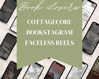 Cottagecore Bookstagram Reel Templates: Cozy Bookish Quotes (Canva Editable, Digital Download)