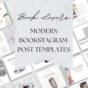 Minimalist Bookstagram Post Templates | Modern Light Aesthetic Instagram Bundle for Book Lovers & Authors | Clean and Stylish Canva Design