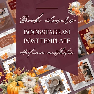 Fall Bookstagram Canva Templates – Autumn Instagram Posts & Spooky Carousel Graphics – Bookish Social Media Bundle for Authors and Readers
