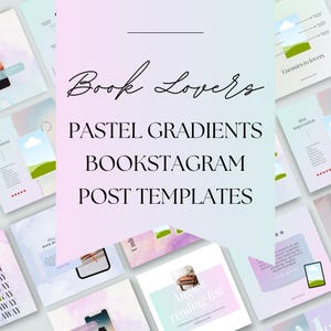 Pastel Gradient Bookstagram Templates | Dreamy Aesthetic Instagram Post Bundle for Book Lovers & Authors | Bookish Instagram Canva Design