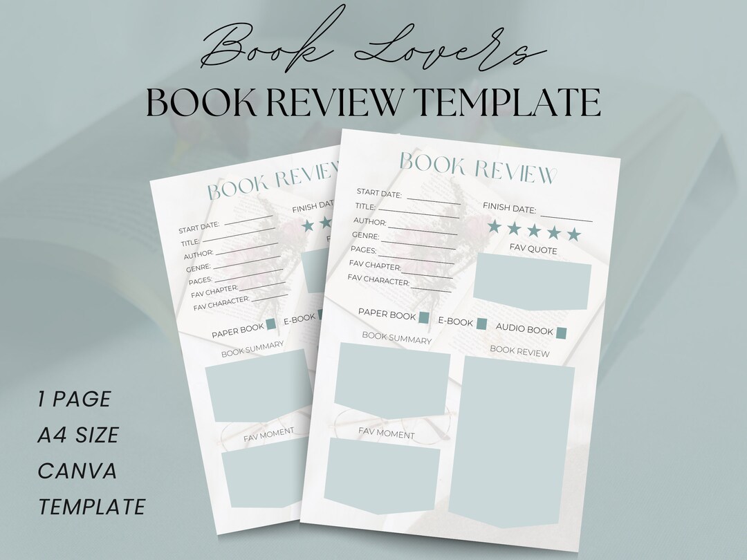 Book Review Canva Template for Book Lovers, Bookish Design, Reading 