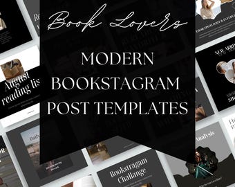 ダークミニマリストなブックスタグラムテンプレート：Canvaを使ったInstagram投稿（デジタルダウンロード）