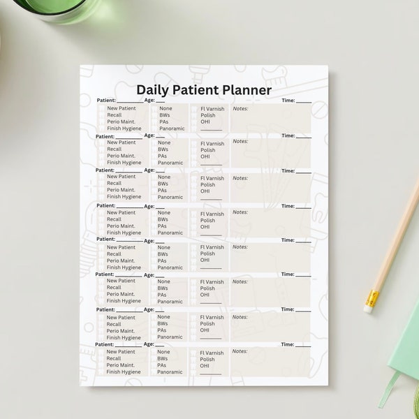 Dental Hygiene Patient Planner Etsy