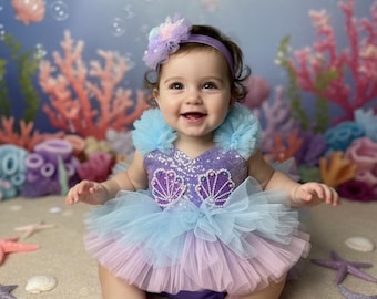 Meerjungfrau Pailletten Tutu Kleid: Baby Kleinkind Ariel Kostüm